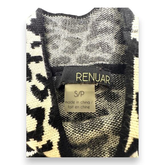 Renuar Black & White Leopard Print Mock Neck Sweater Size Small - Picture 6 of 9